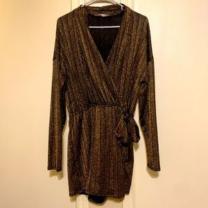 Skort romper, black and gold thin strips